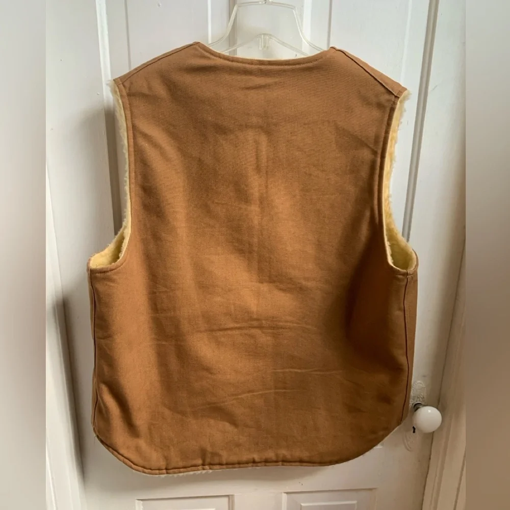 NWOT Vintage Union Made Carhartt Fleece-Lined Duck Canvas Hunting/Work Vest XLT